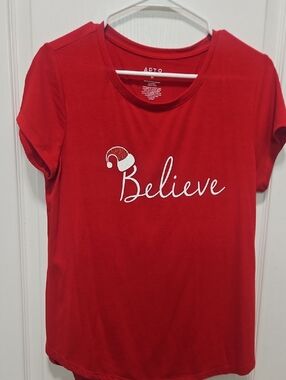 Apt. 9 Red 'Believe' Graphic Short Sleeve Tee